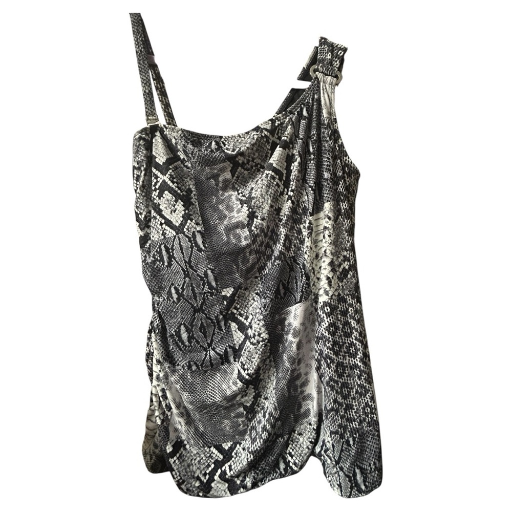 EUC Snakeskin Print One-Shoulder Swimdress